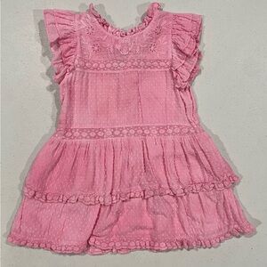 LoveShackFancy Pink Embroidered Ruffle Dress